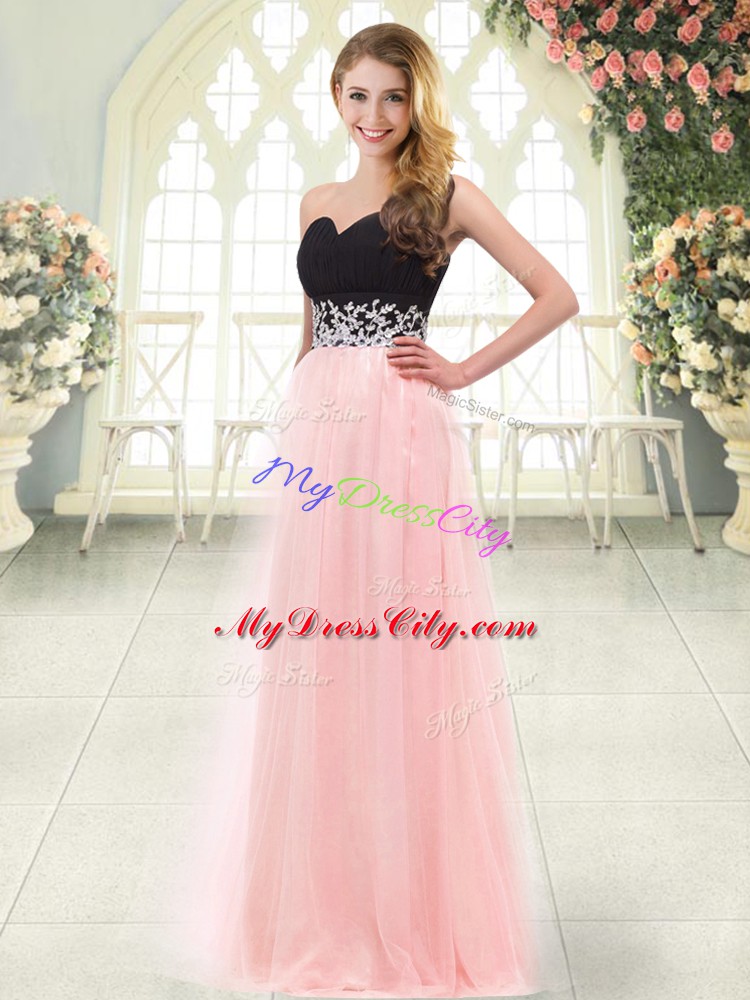 Sweetheart Sleeveless Zipper Evening Dress Baby Pink Tulle