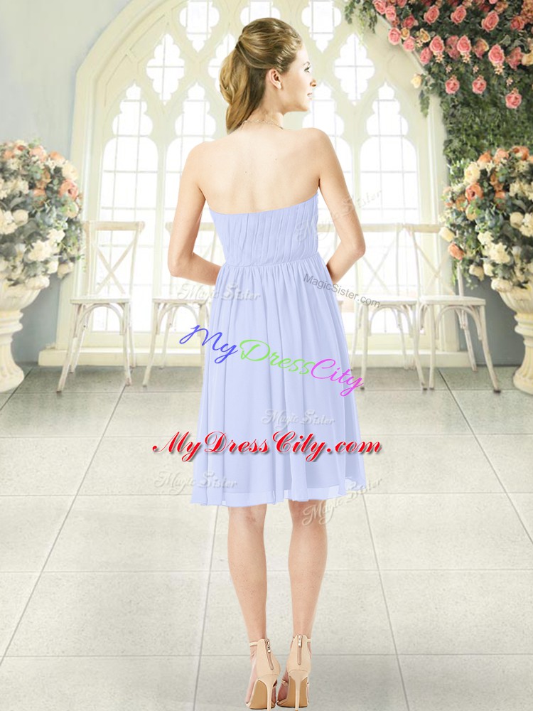 Strapless Sleeveless Side Zipper Baby Blue Chiffon