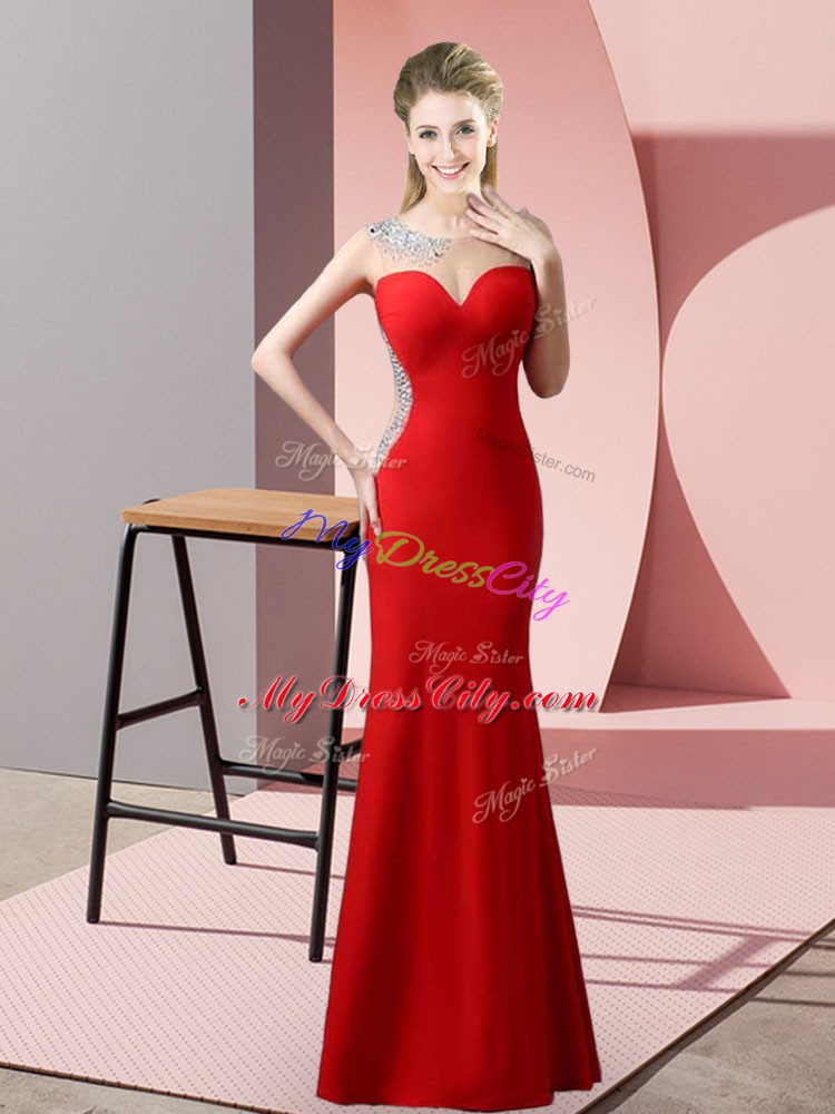 Smart Satin Sleeveless Floor Length Dress for Prom and Beading and Pick Ups