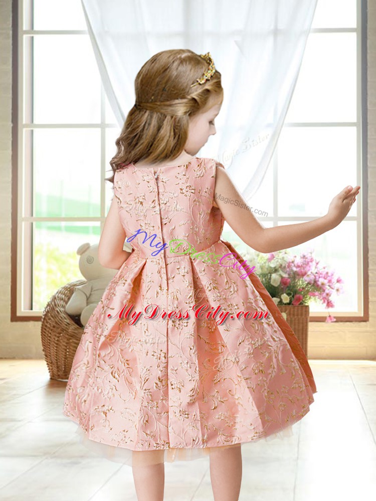 Excellent Pink Little Girls Pageant Dress Wholesale Wedding Party with Embroidery Scoop Sleeveless Zipper