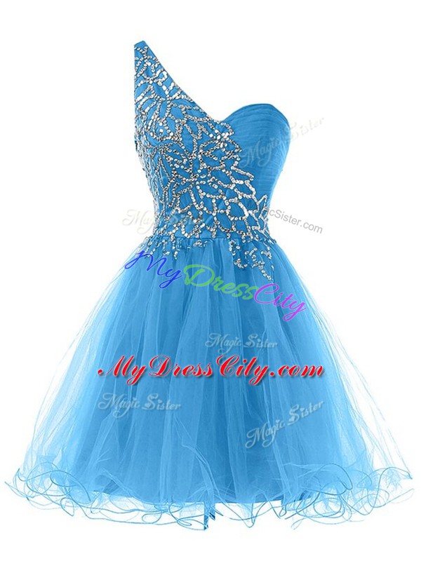 Tulle Sleeveless Mini Length Prom Dress and Beading