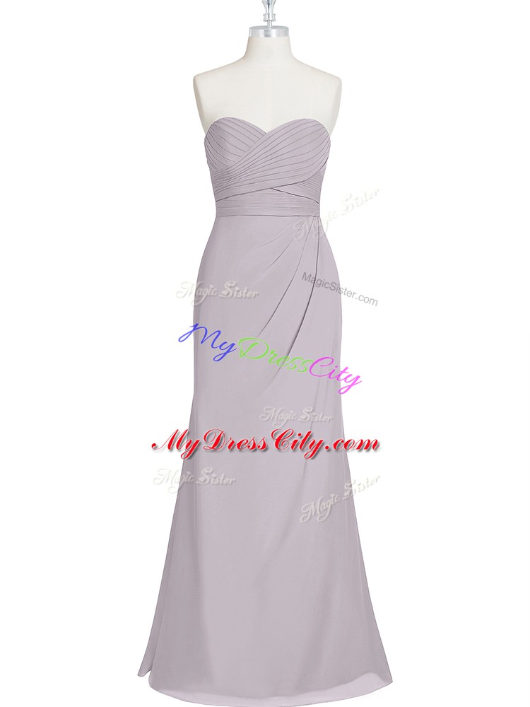 Flare Grey Sleeveless Chiffon Lace Up for Prom and Party