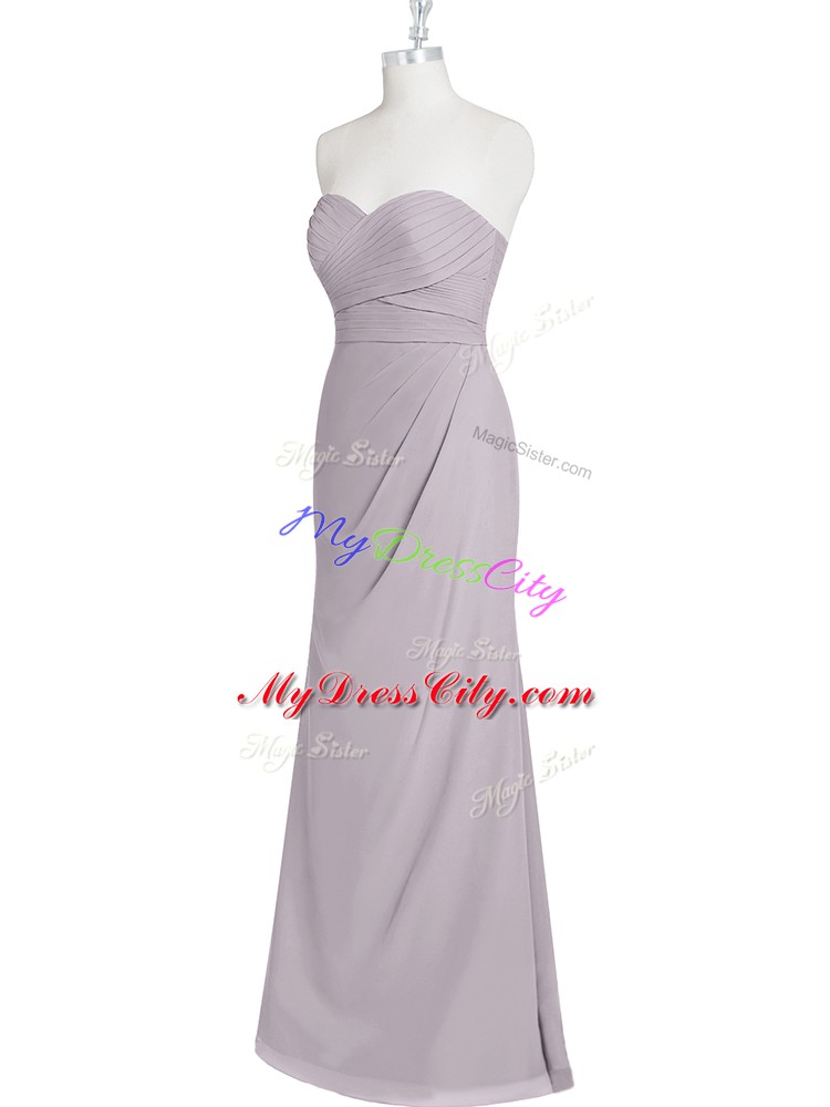 Flare Grey Sleeveless Chiffon Lace Up for Prom and Party