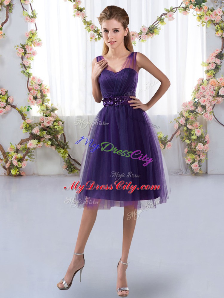 Traditional Sleeveless Appliques Zipper Dama Dress