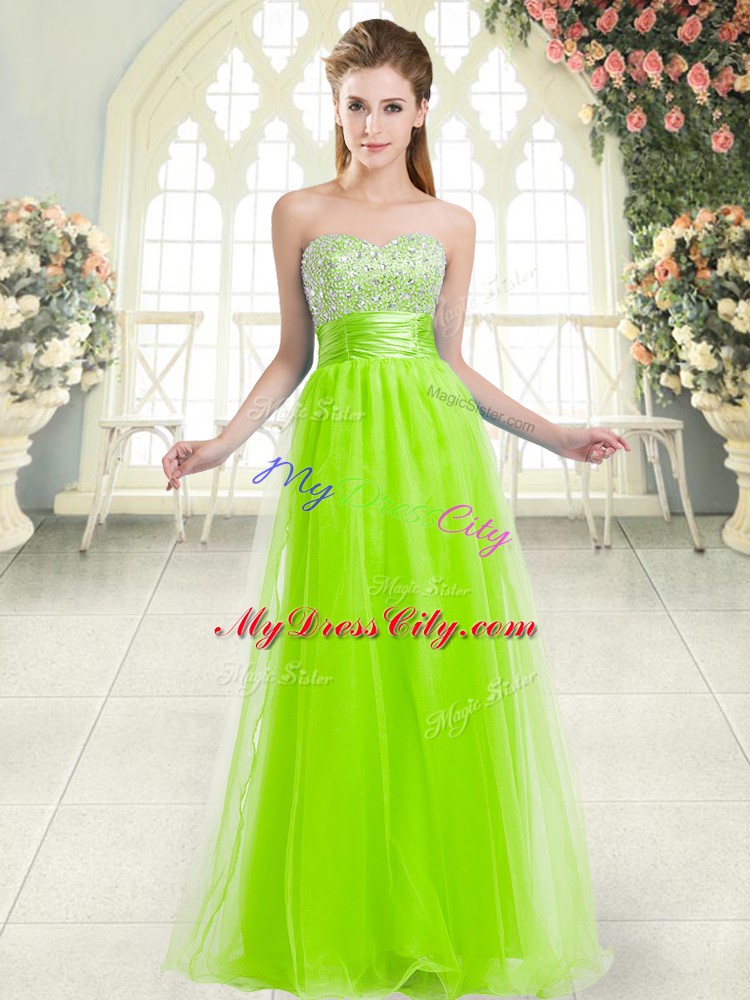 Lace Up Sweetheart Beading Tulle Sleeveless