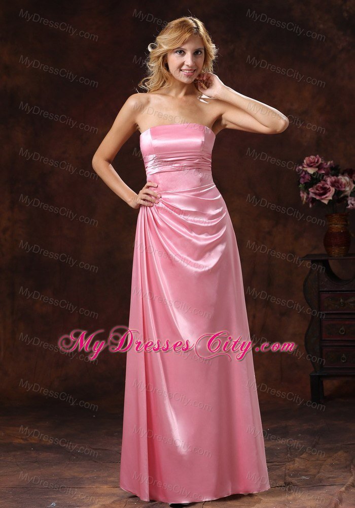 Ruching Bodice Strapless Maternity Bridesmaid Dress For Woman