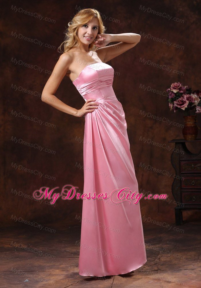 Ruching Bodice Strapless Maternity Bridesmaid Dress For Woman