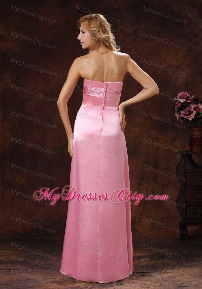 Ruching Bodice Strapless Maternity Bridesmaid Dress For Woman