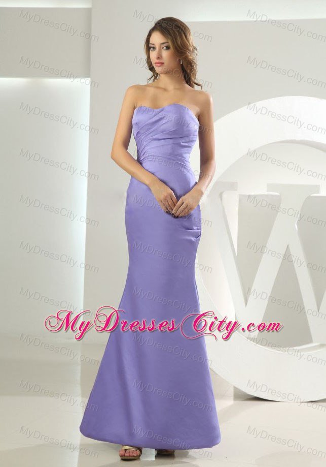 Mermaid Sweetheart Lilac Ankle-length Satin Maid of Honor Dress 2013