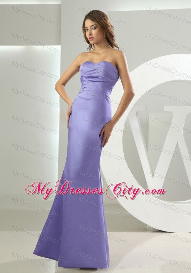 Mermaid Sweetheart Lilac Ankle-length Satin Maid of Honor Dress 2013