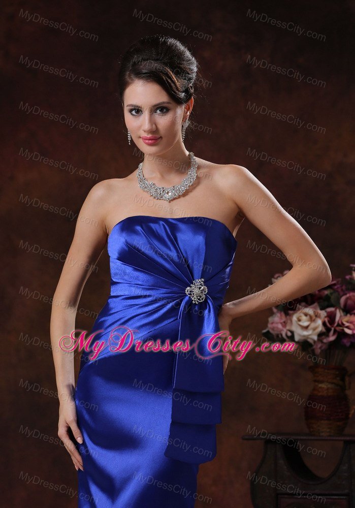 Ruched and Beaded Royal Blue Long Dress for Bridesmaid