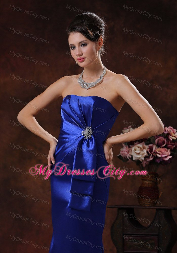 Ruched and Beaded Royal Blue Long Dress for Bridesmaid