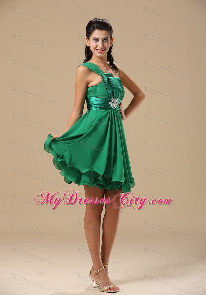 Asymmetrical Short Layered Flouncing Hemline Bridesmaid Dress