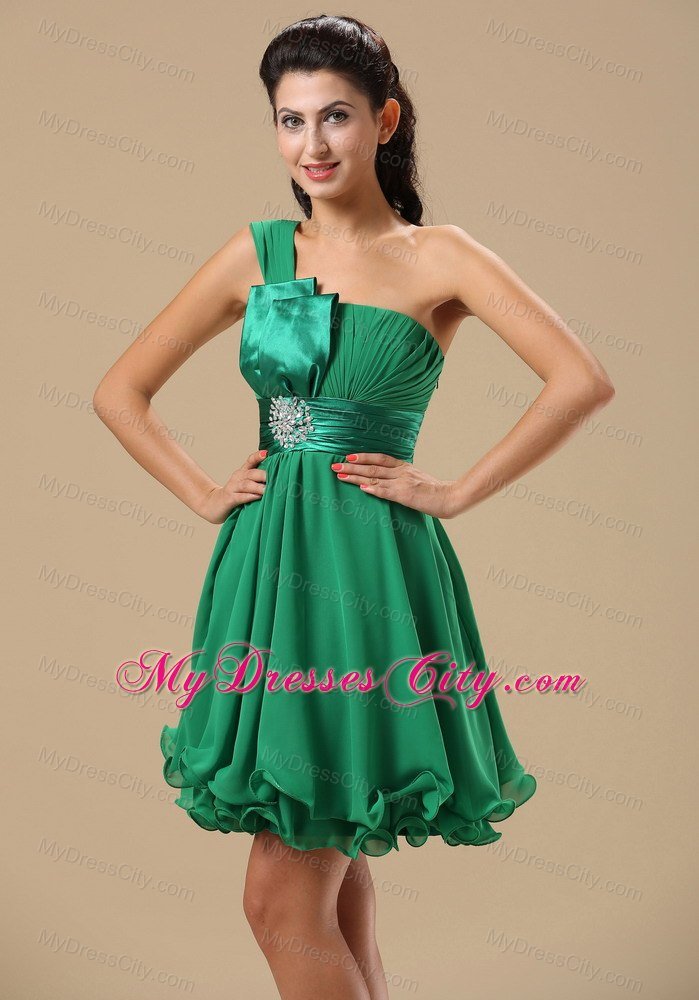 Asymmetrical Short Layered Flouncing Hemline Bridesmaid Dress