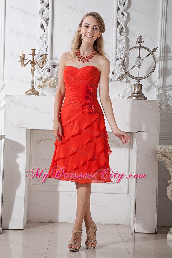 Ruches and Layers Sweetheart Flowery Bridesmaid Dress