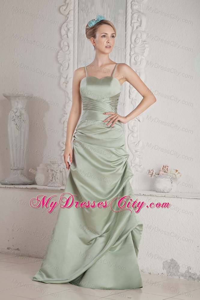 Ruched Spaghetti Straps Bridesmaid Dress with Pick-ups