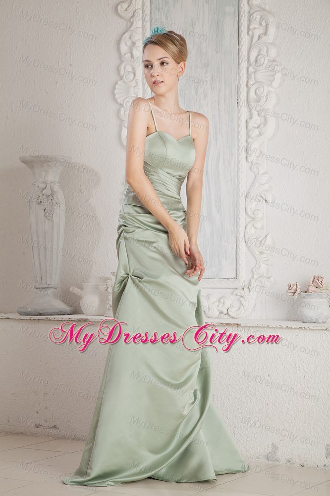 Ruched Spaghetti Straps Bridesmaid Dress with Pick-ups