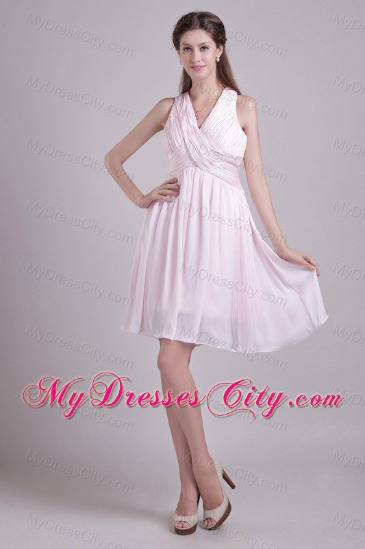 Short Ruched Chiffon Criss-cross Back Bridesmaid Dress