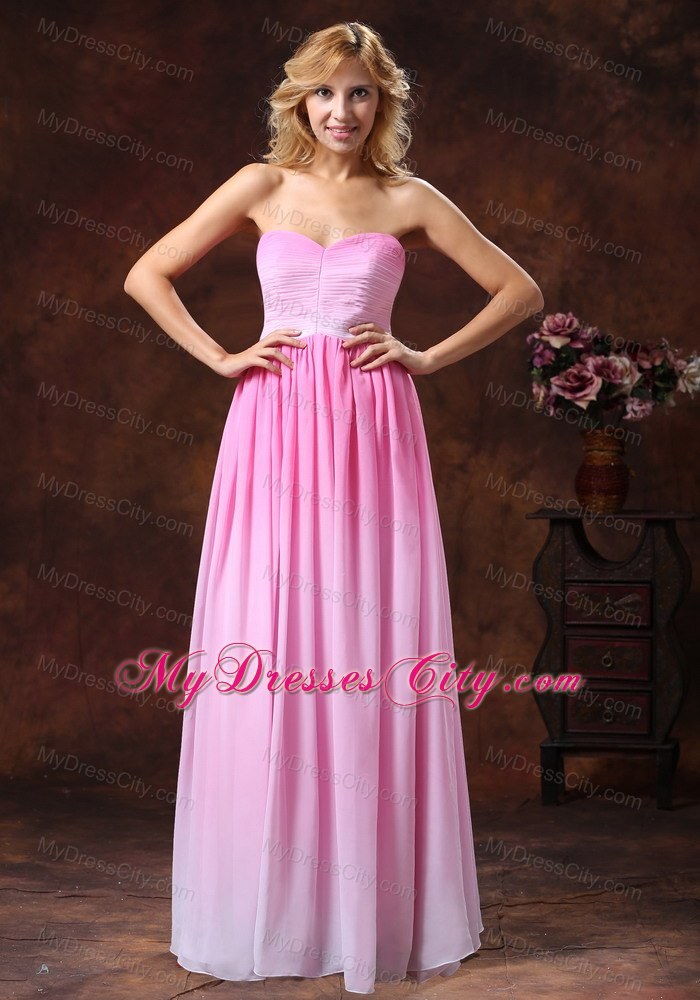 Ombre Pink Pleated Chiffon Sweetheart Prom Dress