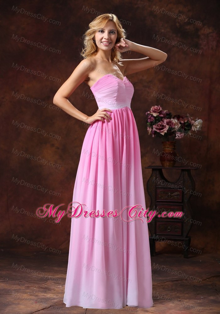 Ombre Pink Pleated Chiffon Sweetheart Prom Dress