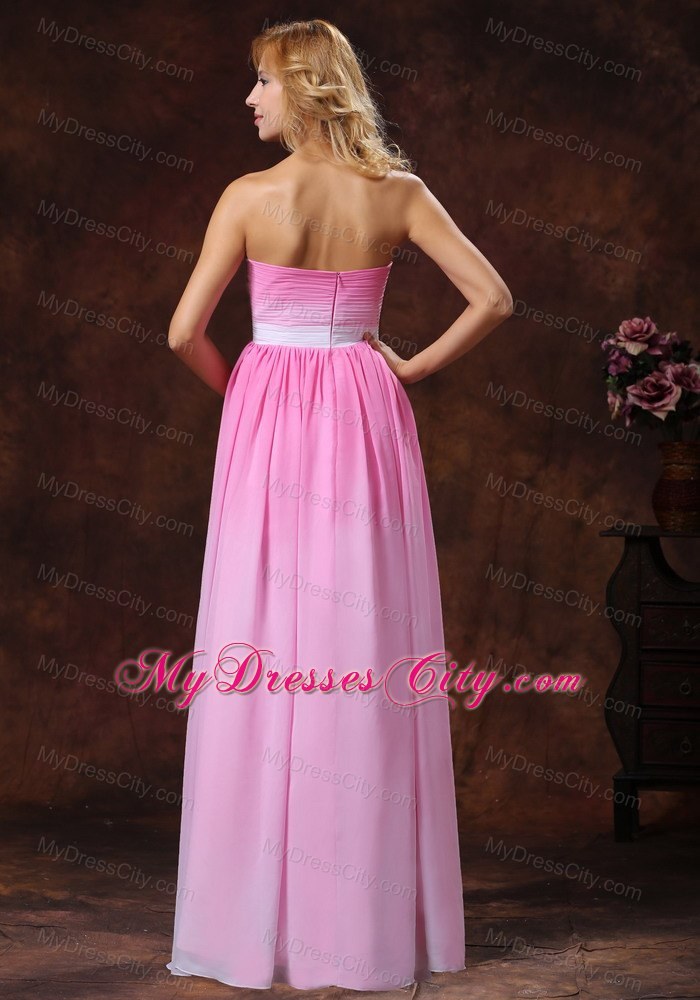 Ombre Pink Pleated Chiffon Sweetheart Prom Dress