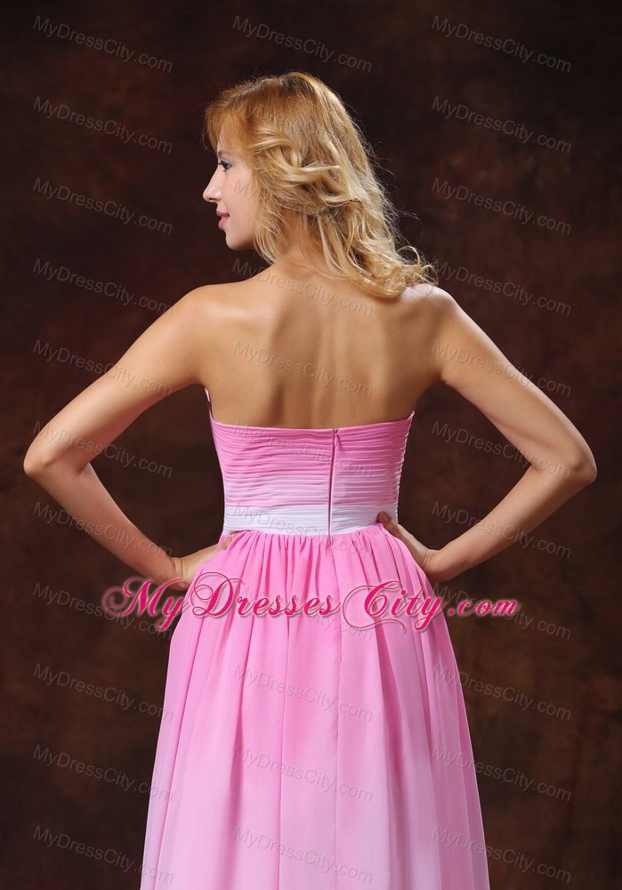 Ombre Pink Pleated Chiffon Sweetheart Prom Dress