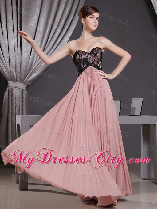 Salmon Sweetheart Prom Dress With Lace Bodice and Pleats