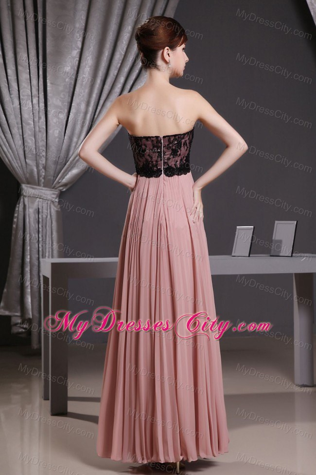 Salmon Sweetheart Prom Dress With Lace Bodice and Pleats