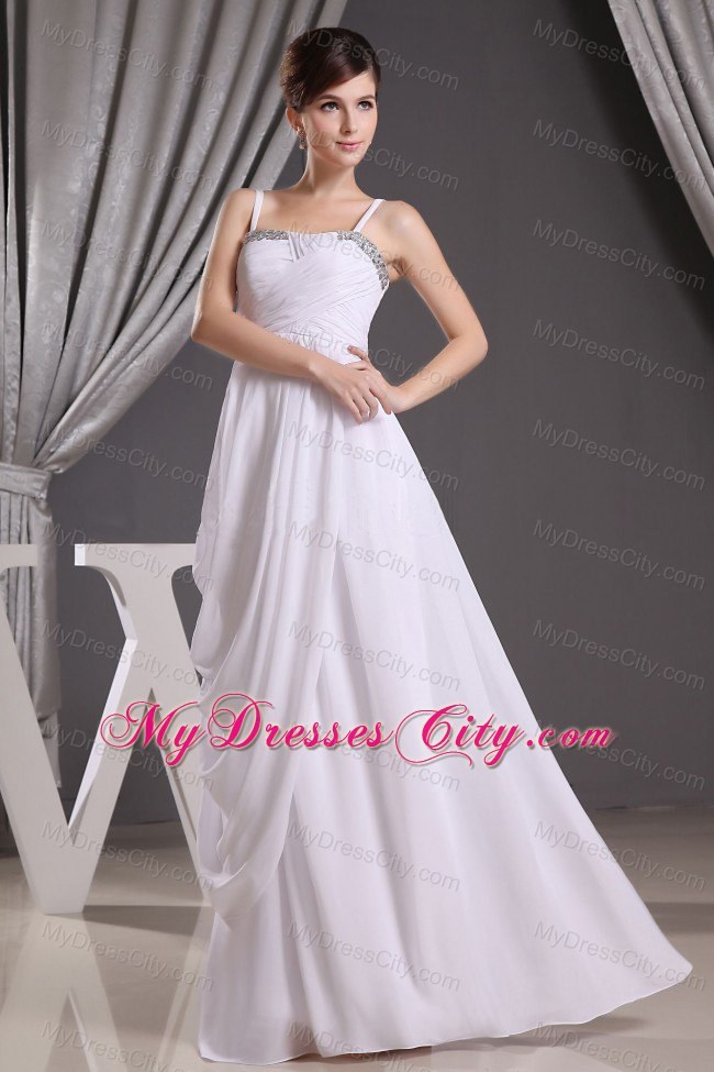 White Straps Beaded Sweetheart Asymmetric Prom Dress