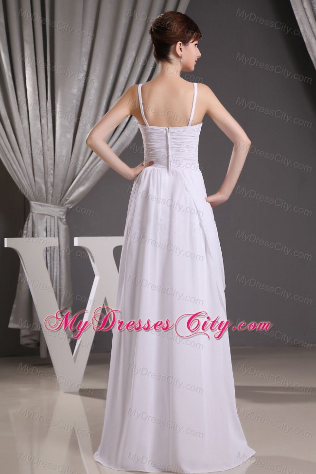 White Straps Beaded Sweetheart Asymmetric Prom Dress