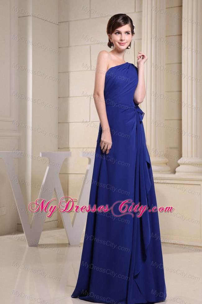 Ruffled Single Shoulder Blue Dress for Prom Dress