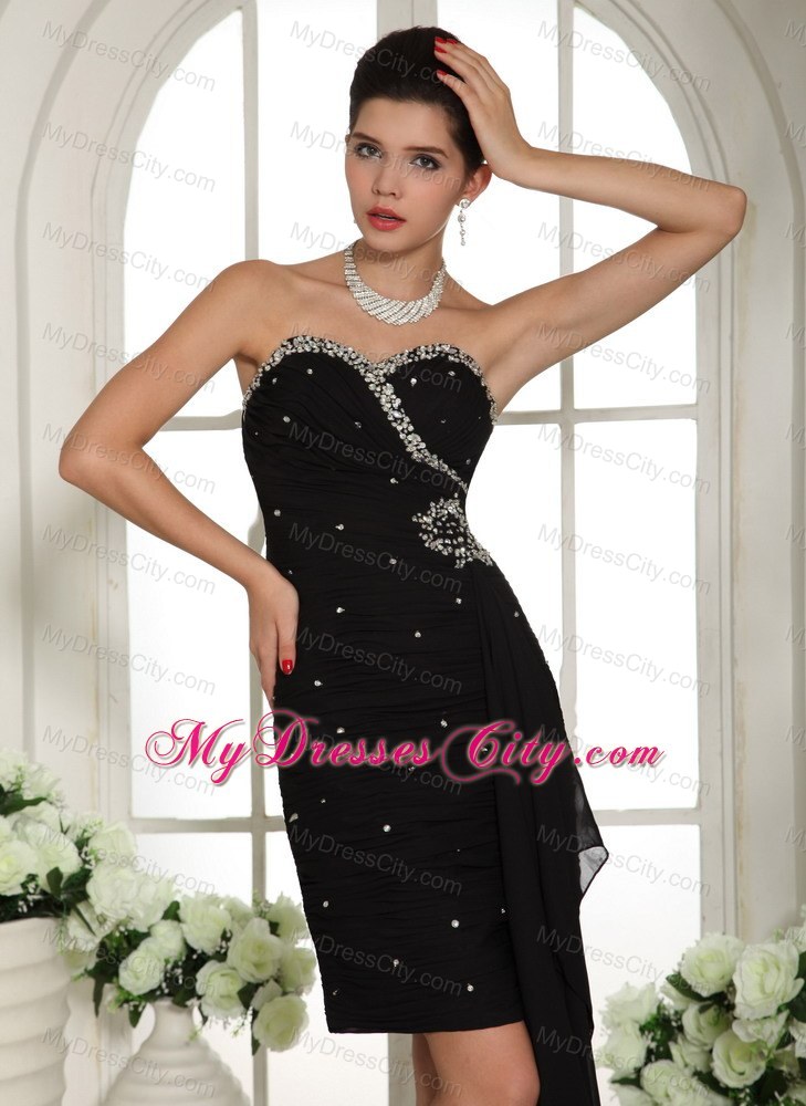 Sweetheart Beaded Short Black Cocktail Dress for Prom