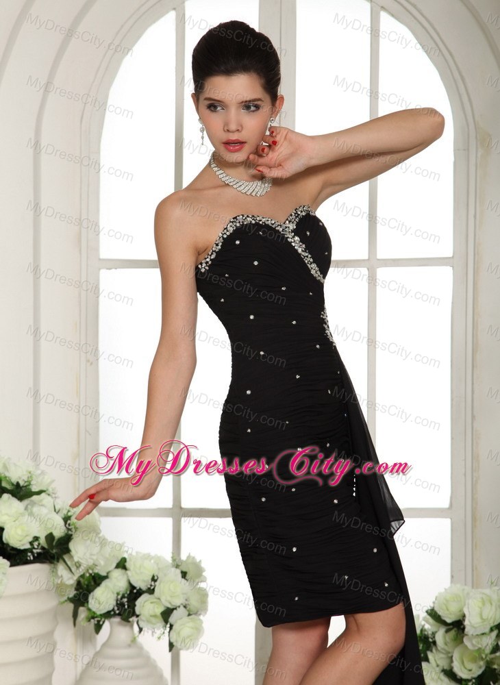 Sweetheart Beaded Short Black Cocktail Dress for Prom