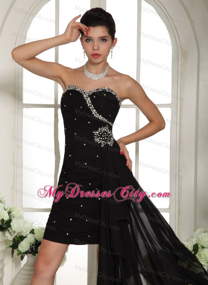 Sweetheart Beaded Short Black Cocktail Dress for Prom