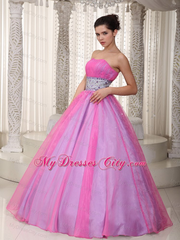 Strapless Hot Pink Princess Beading Prom Dress On Sale