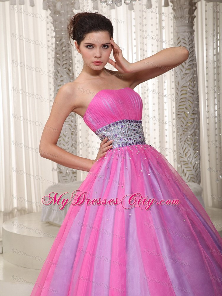 Strapless Hot Pink Princess Beading Prom Dress On Sale