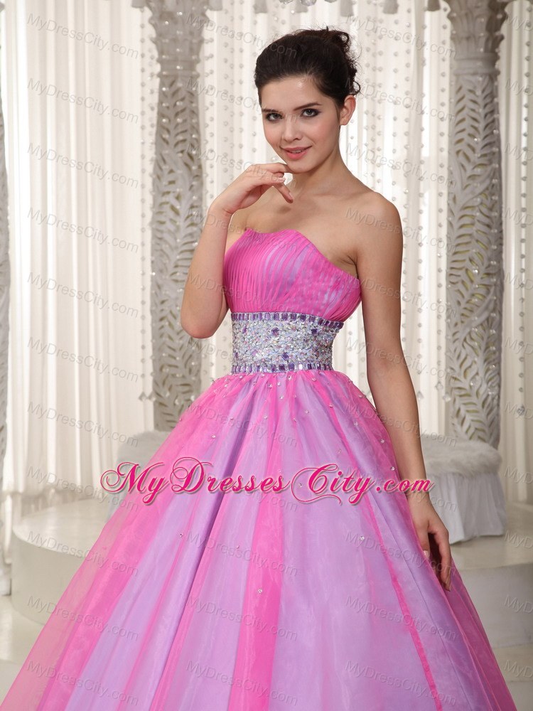 Strapless Hot Pink Princess Beading Prom Dress On Sale