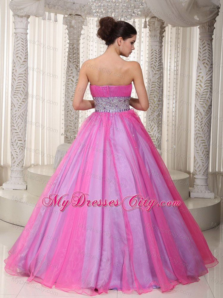 Strapless Hot Pink Princess Beading Prom Dress On Sale