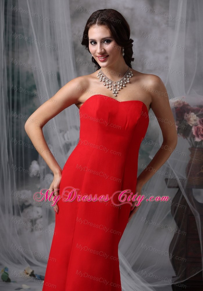 Sweetheart Red Prom Gown Dress in Mermaid Chiffon Design