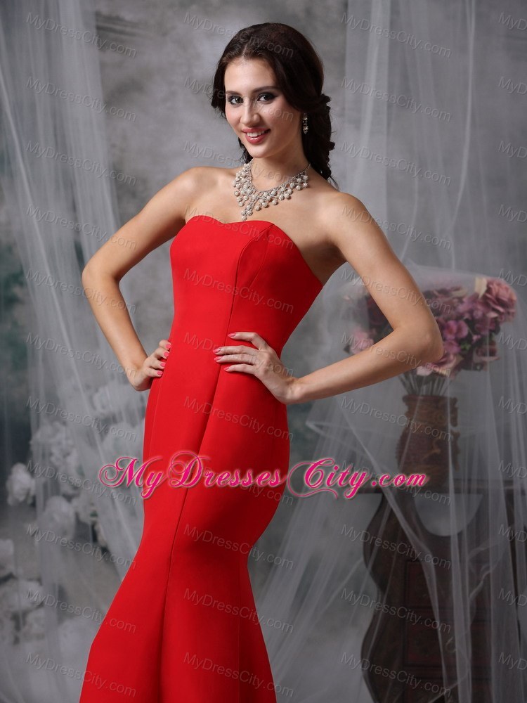 Sweetheart Red Prom Gown Dress in Mermaid Chiffon Design