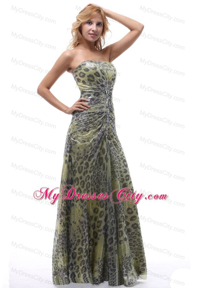 Unique Lace-up Leopard Strapless Dress for Prom 2013