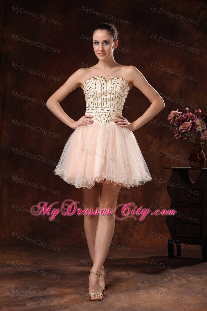 Strapless Mini-length Prom Dress with Exquisite Rhinestones