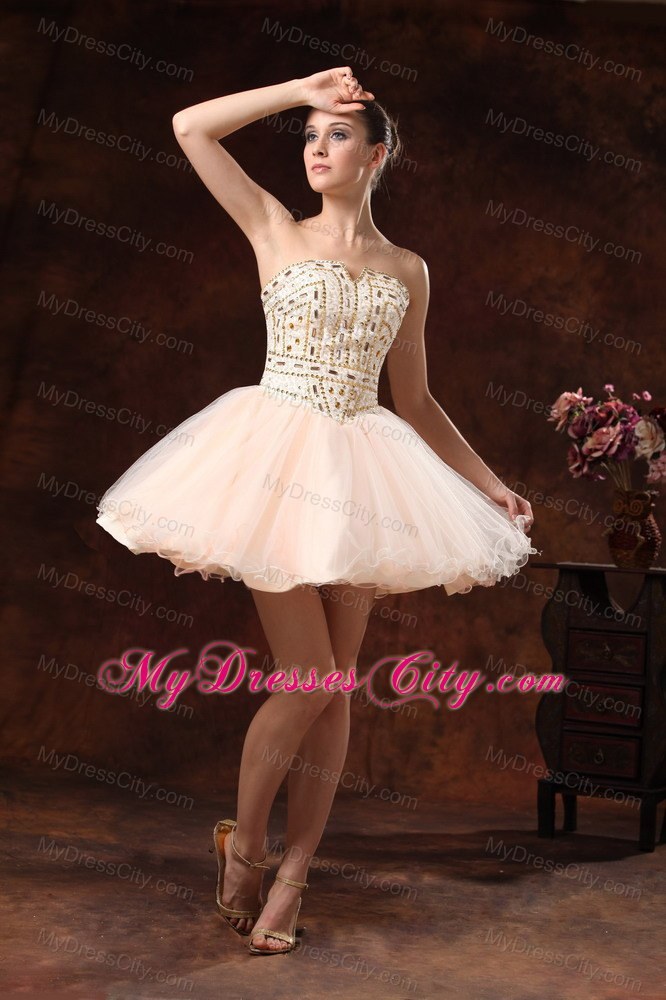 Strapless Mini-length Prom Dress with Exquisite Rhinestones