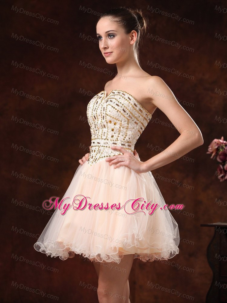 Strapless Mini-length Prom Dress with Exquisite Rhinestones