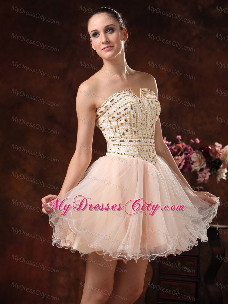 Strapless Mini-length Prom Dress with Exquisite Rhinestones