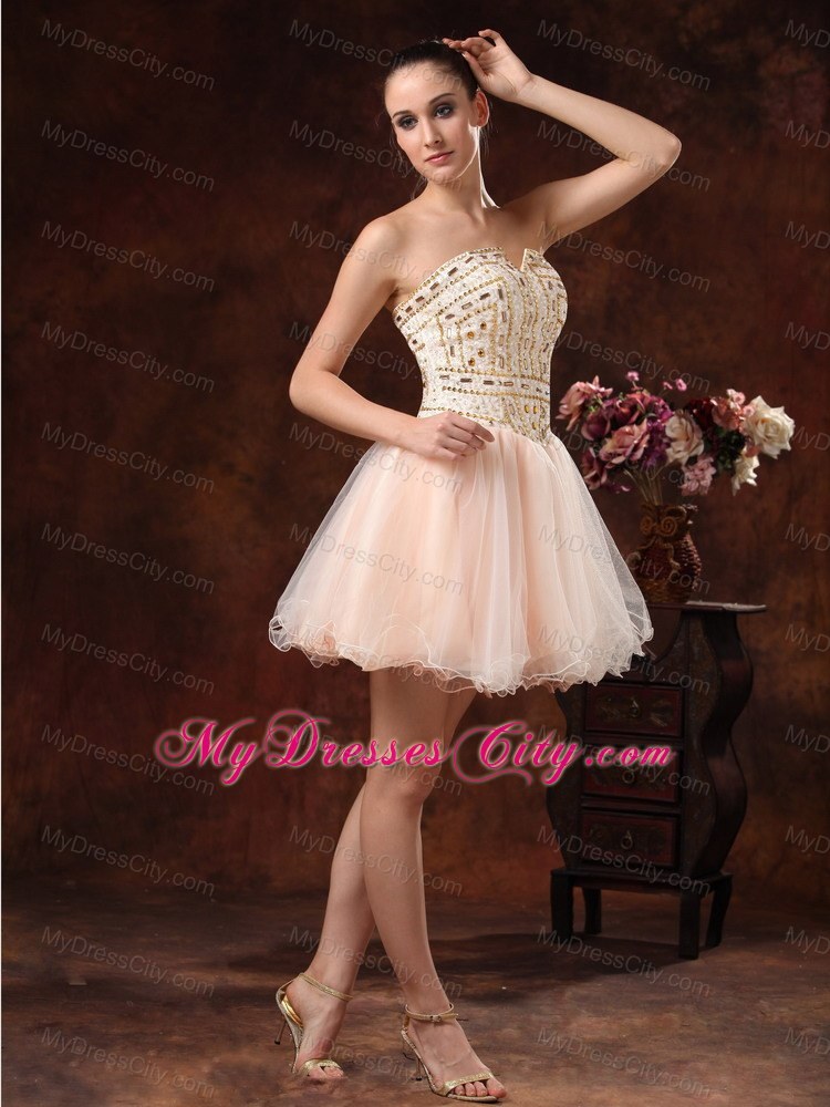 Strapless Mini-length Prom Dress with Exquisite Rhinestones