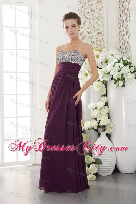 Dark Purple Empire Sweetheart Chiffon Beading Prom Dresses For Women