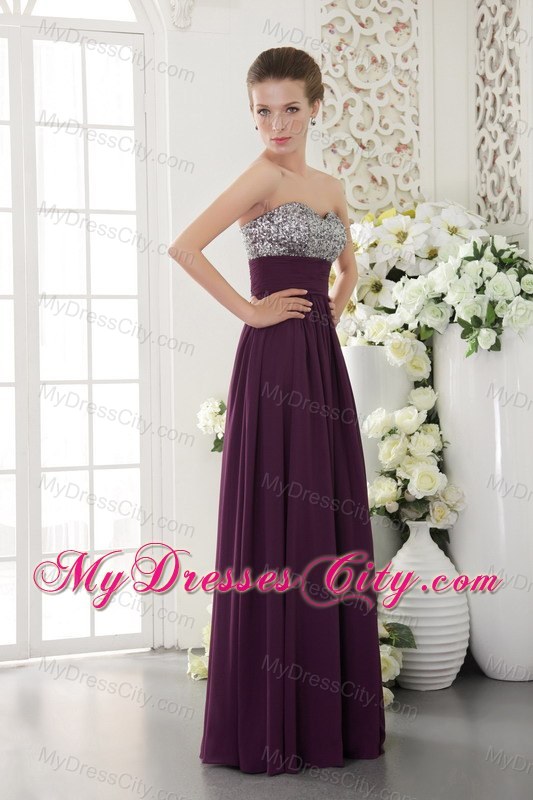 Dark Purple Empire Sweetheart Chiffon Beading Prom Dresses For Women