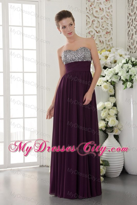 Dark Purple Empire Sweetheart Chiffon Beading Prom Dresses For Women