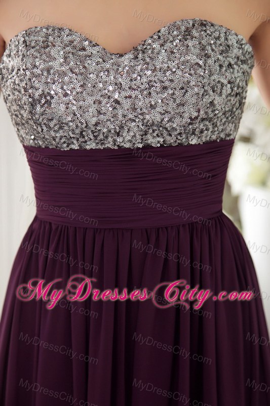 Dark Purple Empire Sweetheart Chiffon Beading Prom Dresses For Women